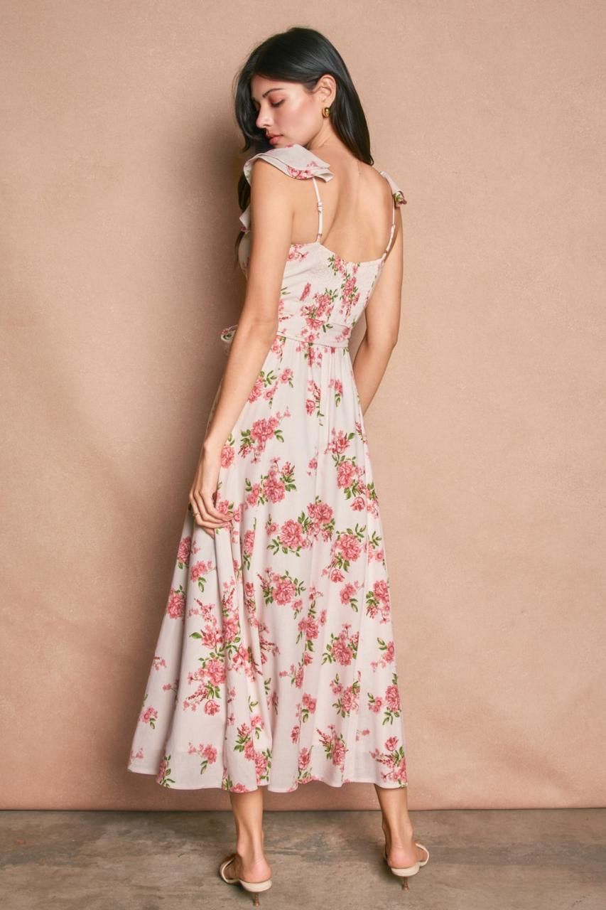 VESTIDO BLANCO FLORES ROSAS