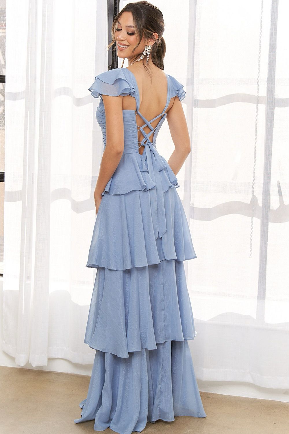 VESTIDO OLANES AZUL CIELO