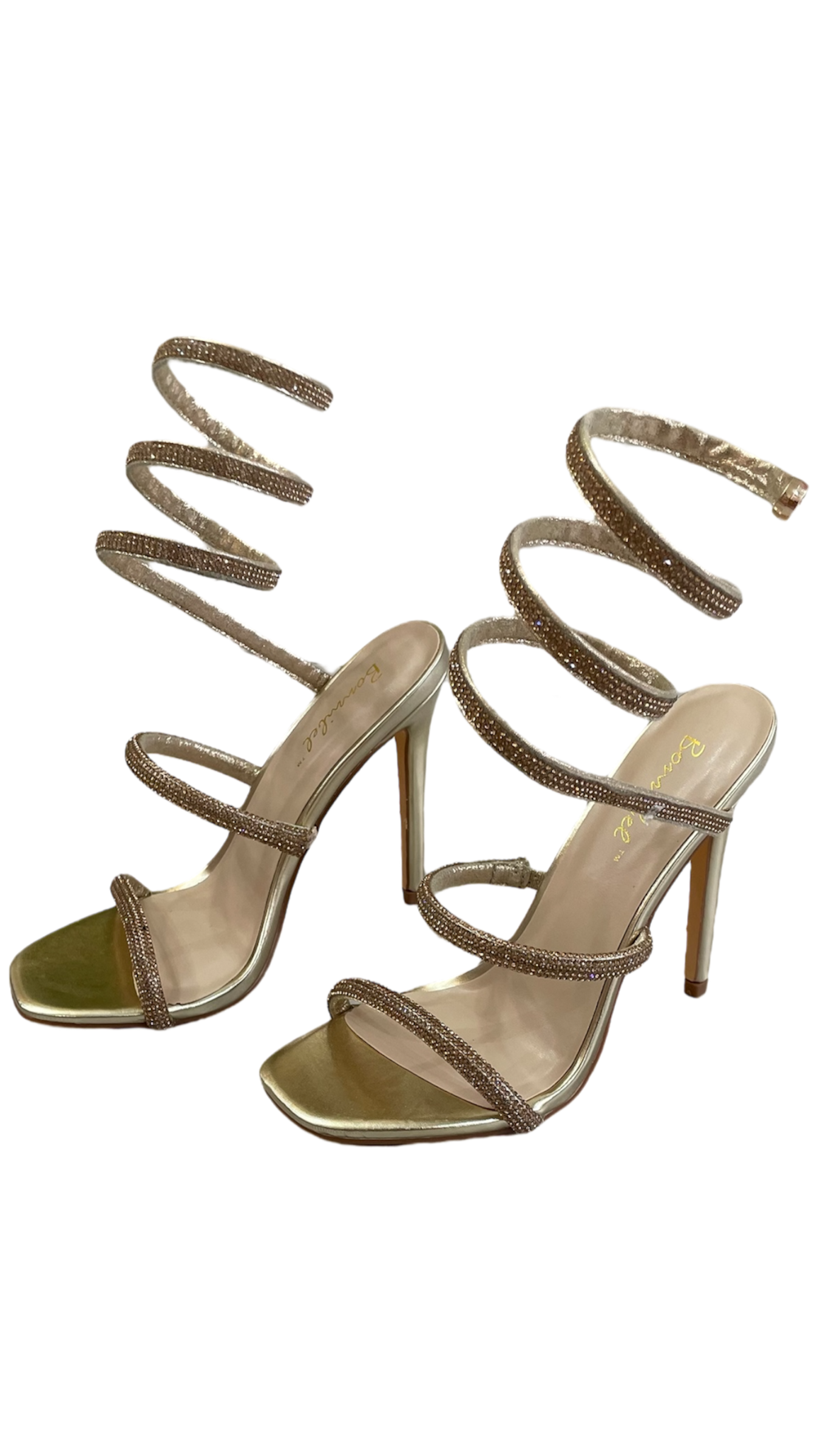 Sandalias envolventes doradas de tira