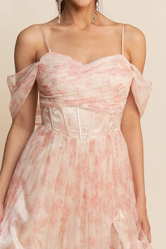 VESTIDO FLORES BABY PINK TUL