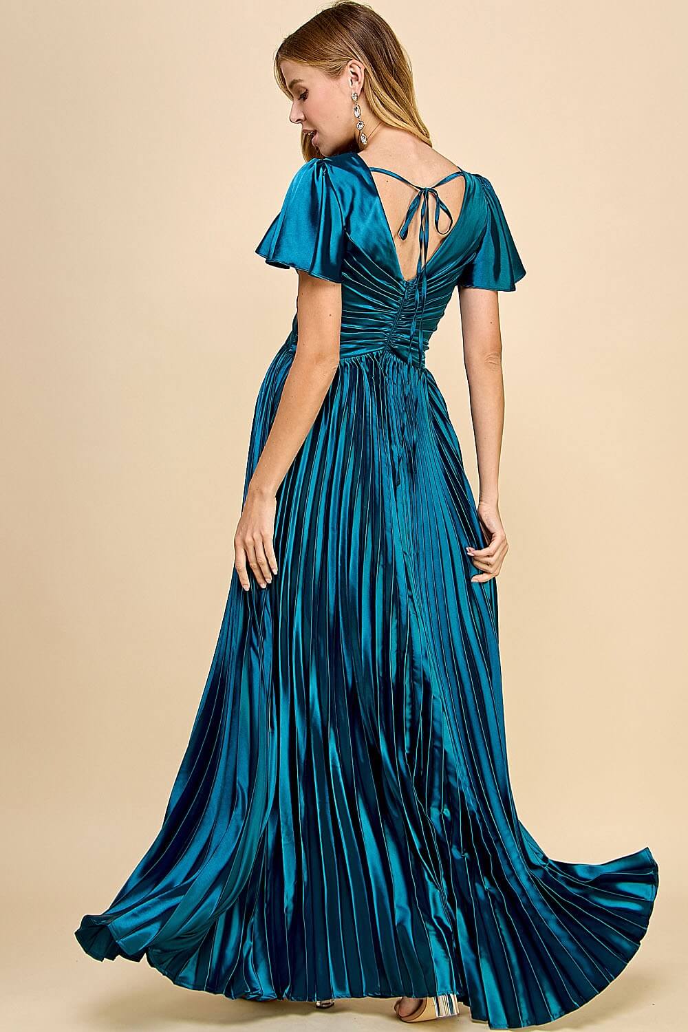 VESTIDO PLISADO TEAL