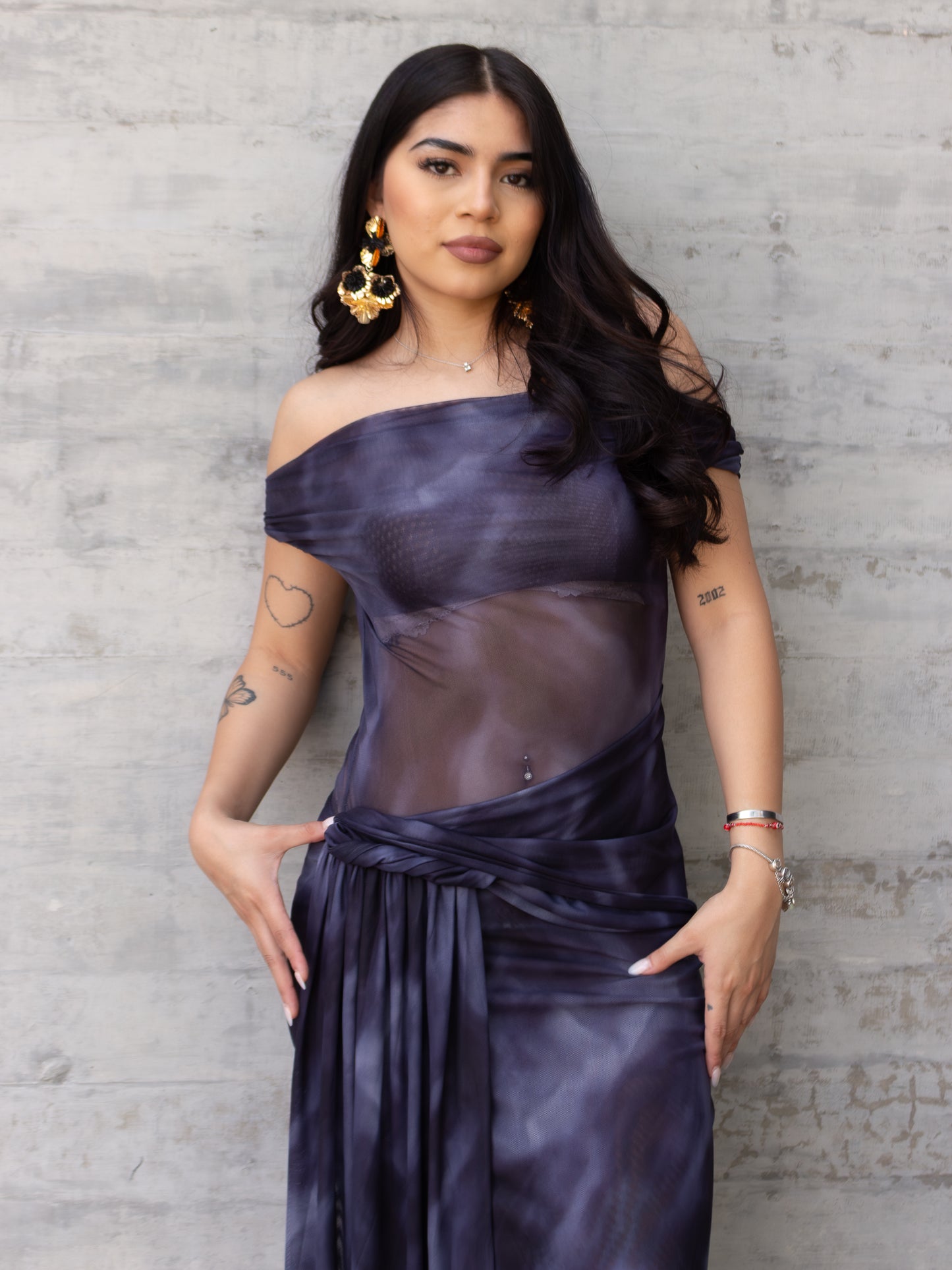 VESTIDO AZUL MARINO MESH