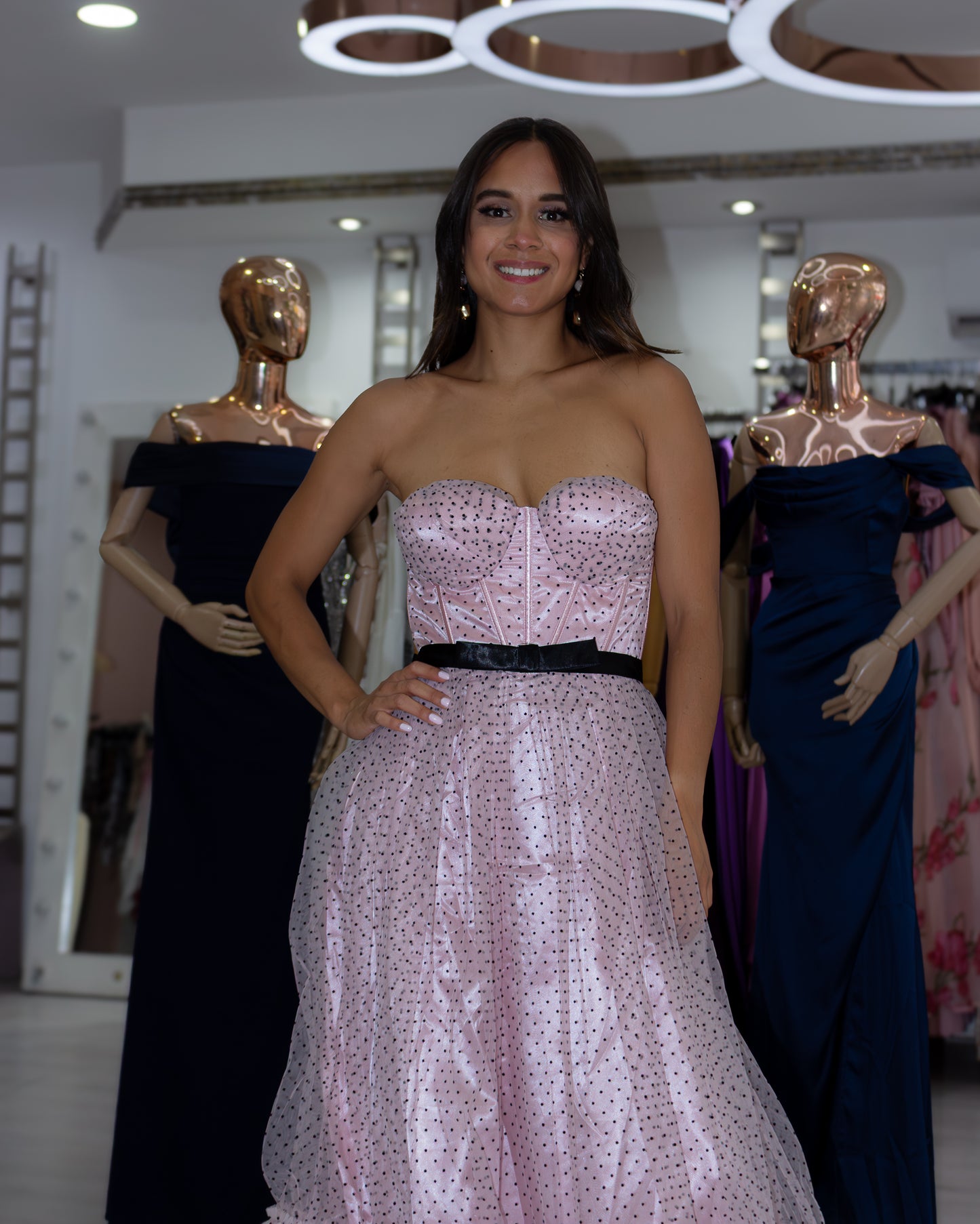 VESTIDO POLKA DOT ROSA TUL