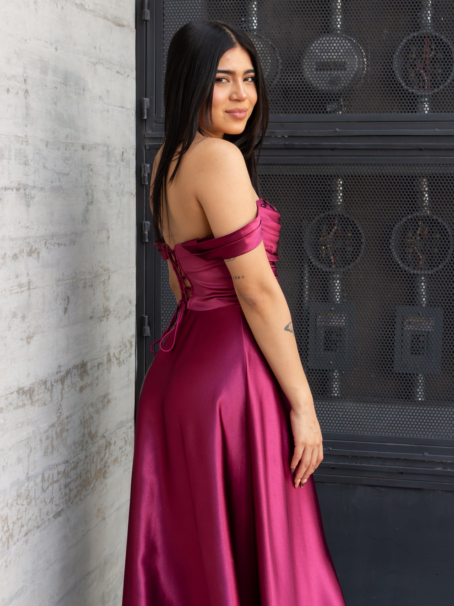 VESTIDO BURGUNDY SATIN