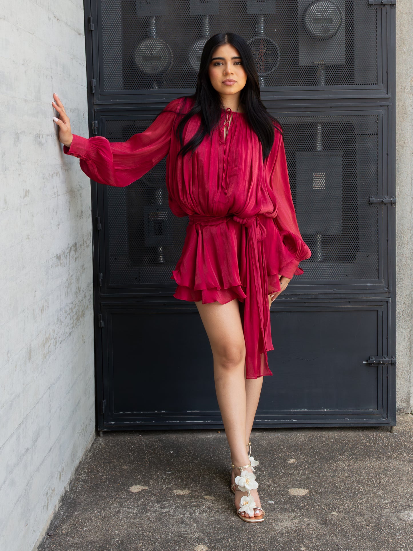 VESTIDO VINO DE MANGA LARGA