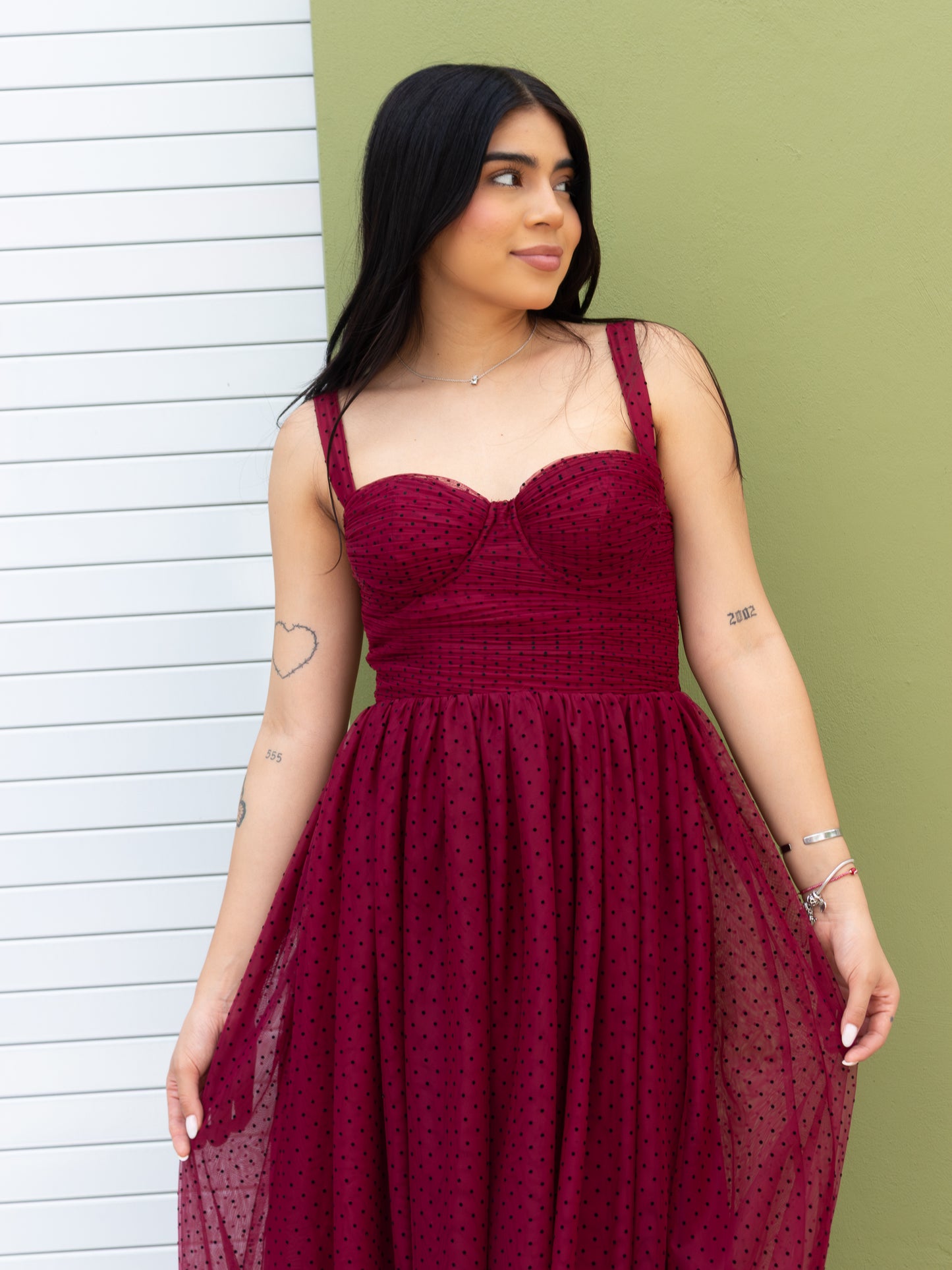 VESTIDO POLKA DOT VINO