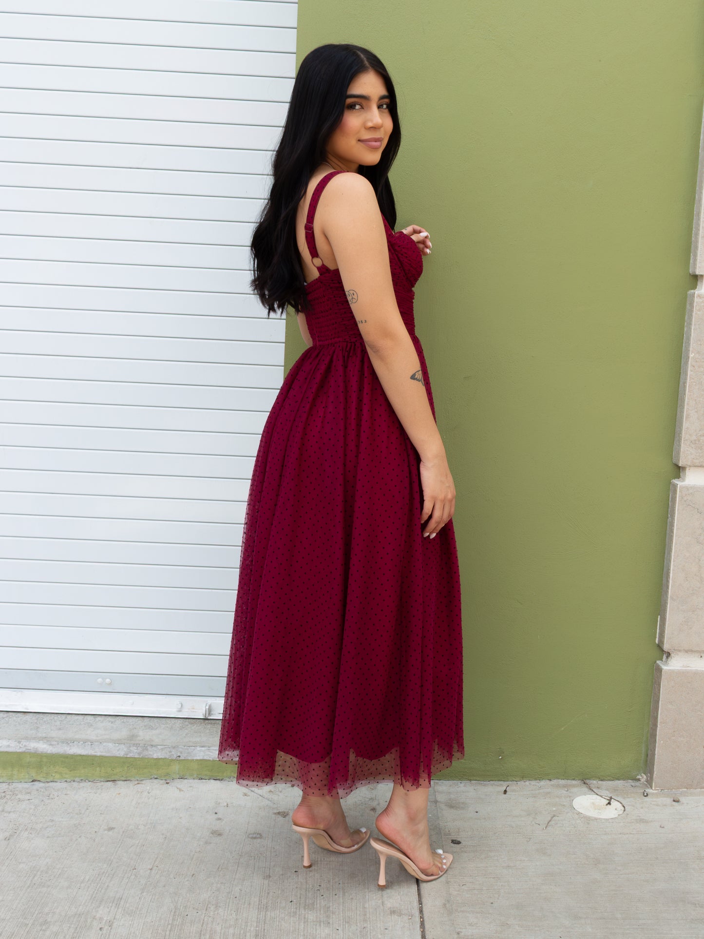 VESTIDO POLKA DOT VINO