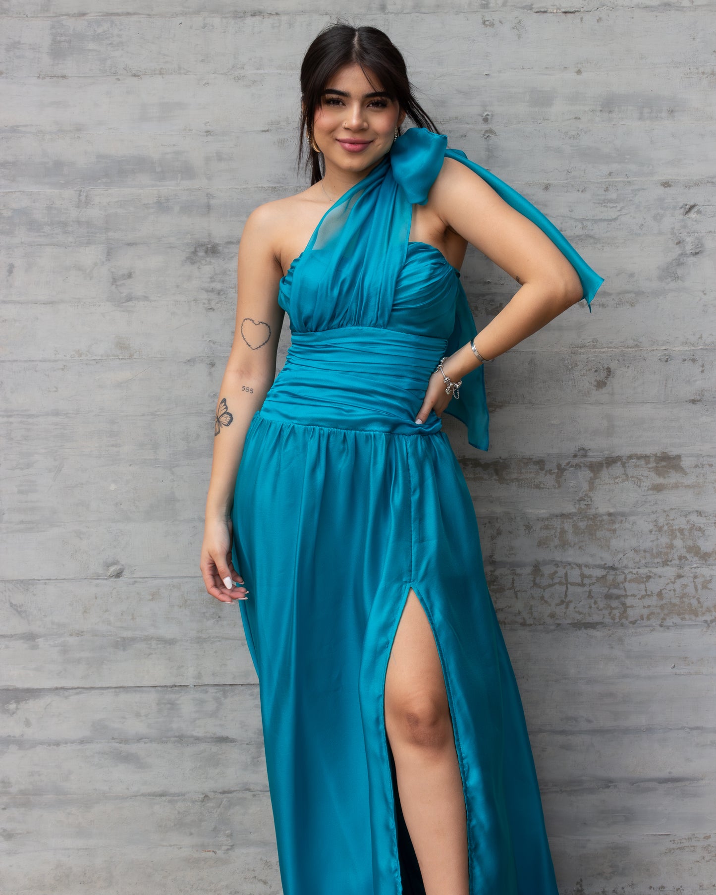 VESTIDO TEAL LARGO TIRA AJUSTABLE