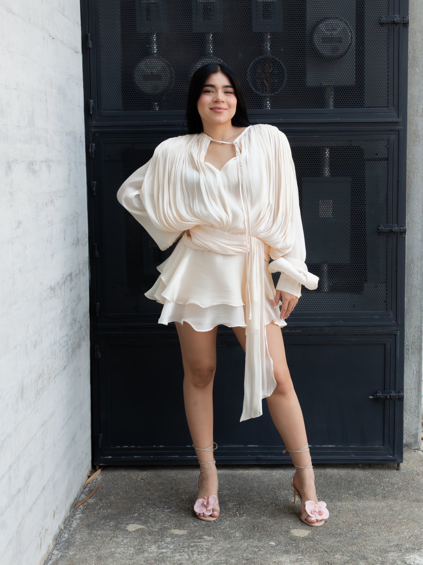 VESTIDO BOHO CHAMPAGNE CORTO