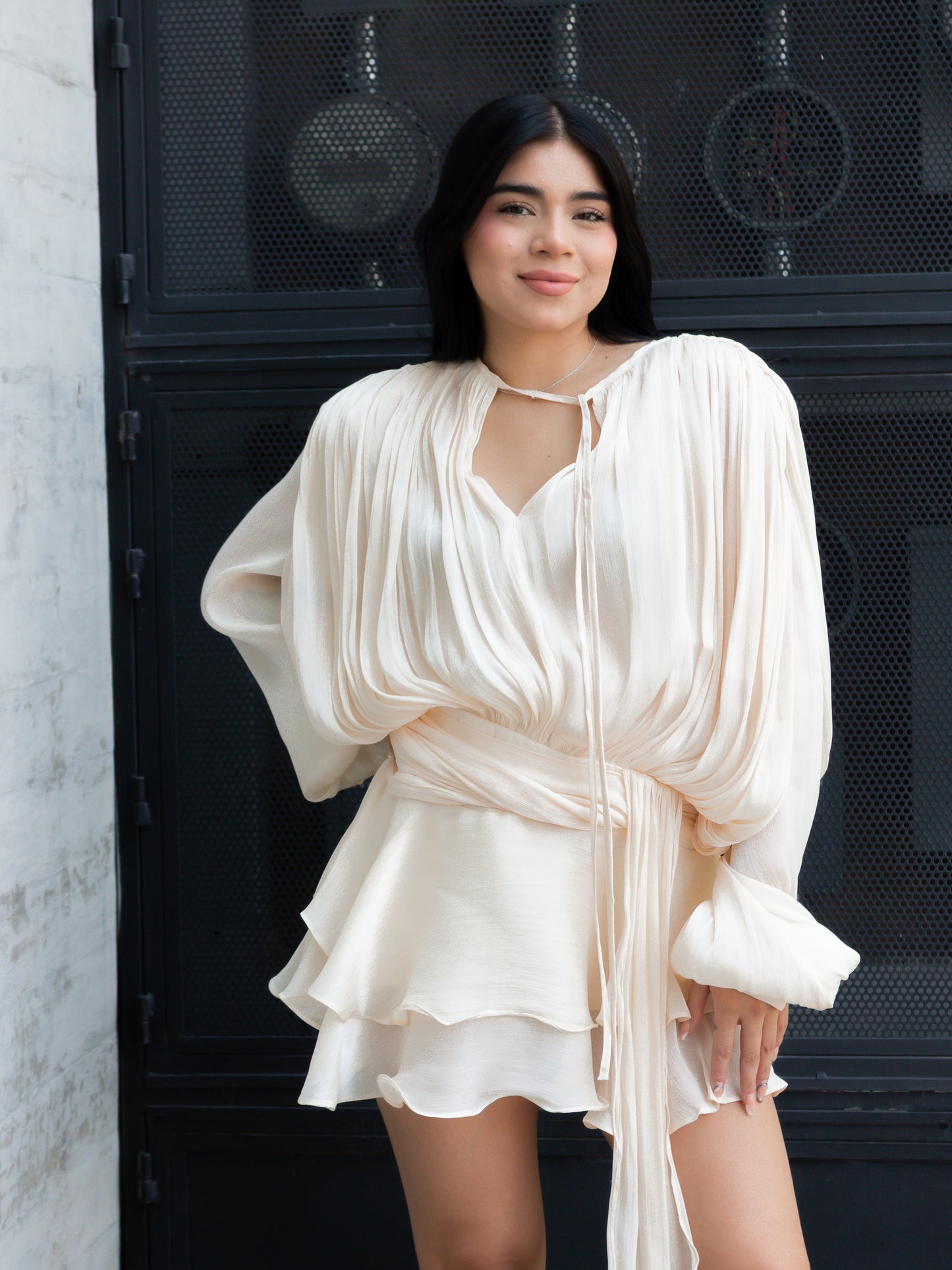VESTIDO BOHO CHAMPAGNE CORTO