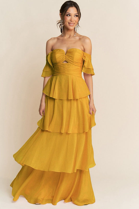 Vestido Olanes mostaza