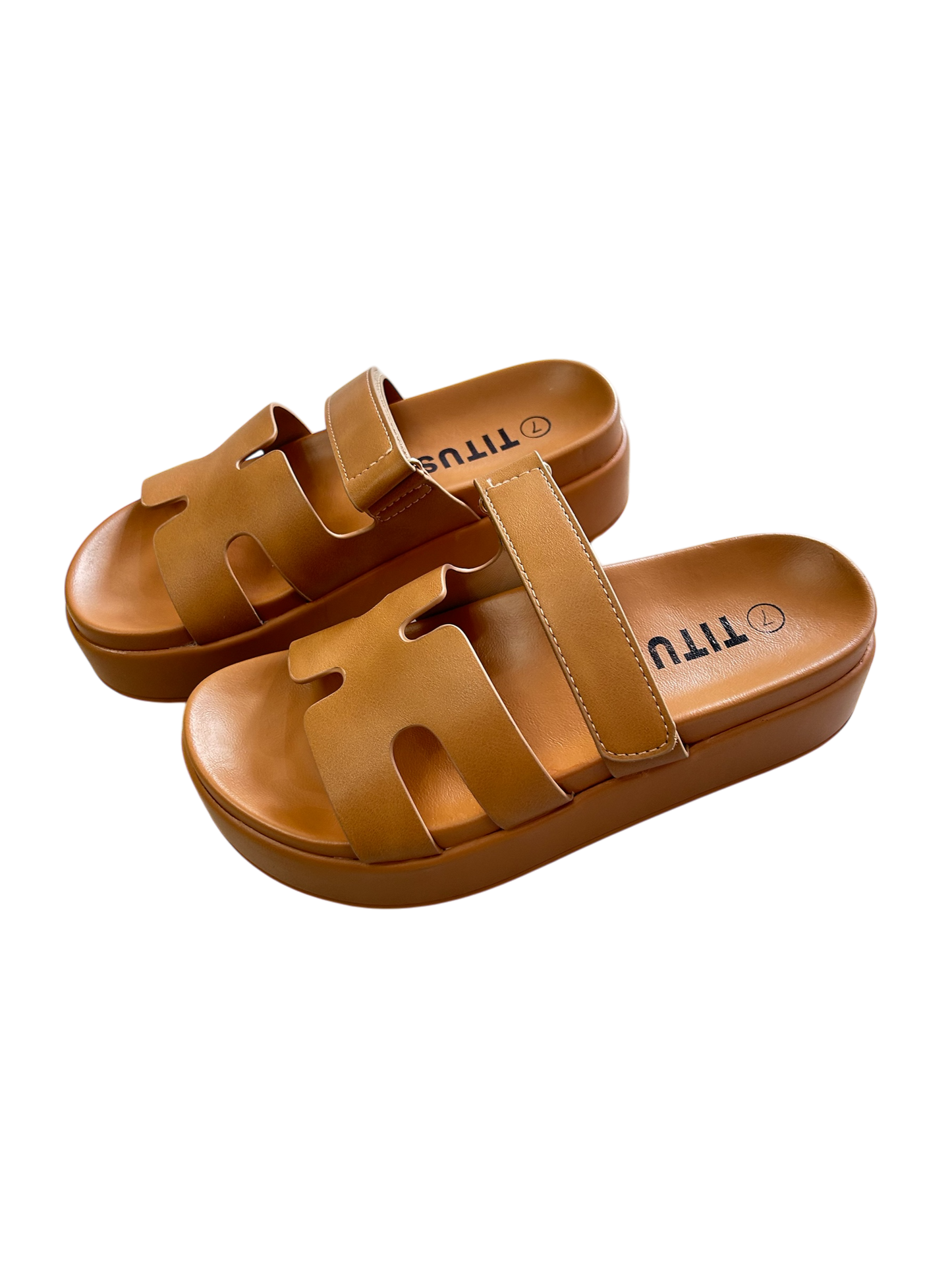 Sandalias piel camel anchas