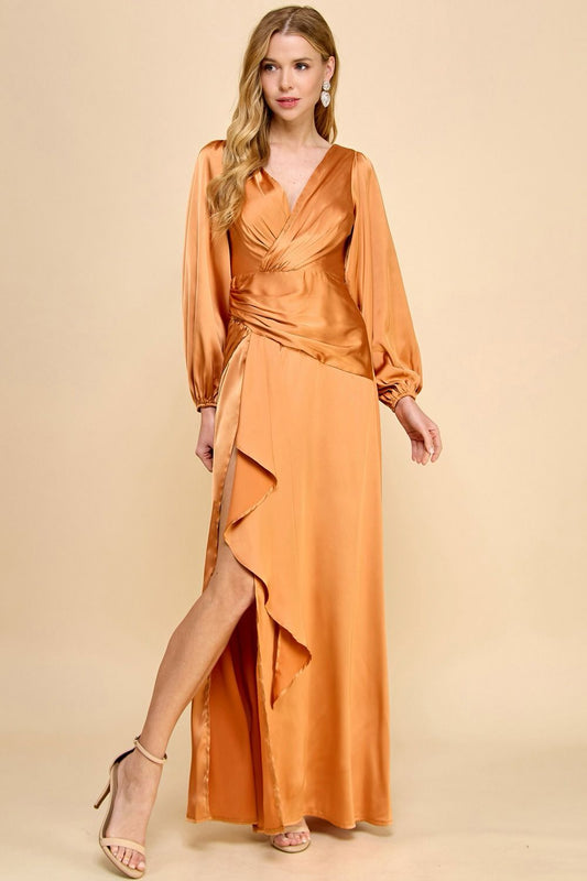 VESTIDO NARANJA CON MANGAS