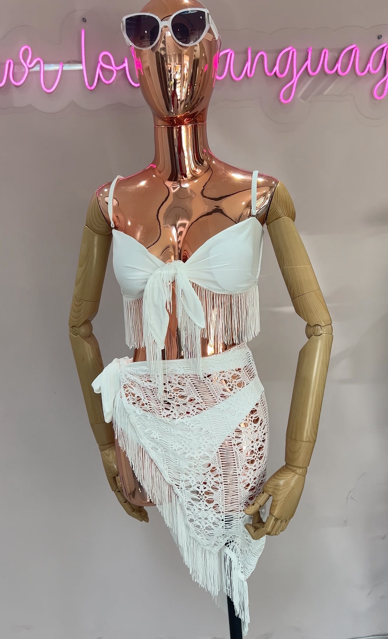 Traje de baño set 3 piezas blanco