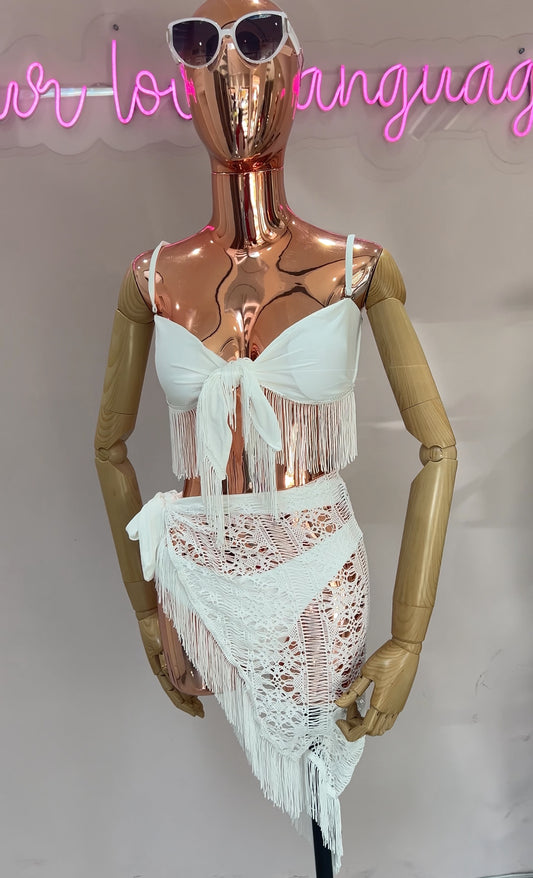 Traje de baño set 3 piezas blanco