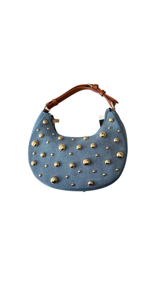 Bolsa denim media con estoperoles
