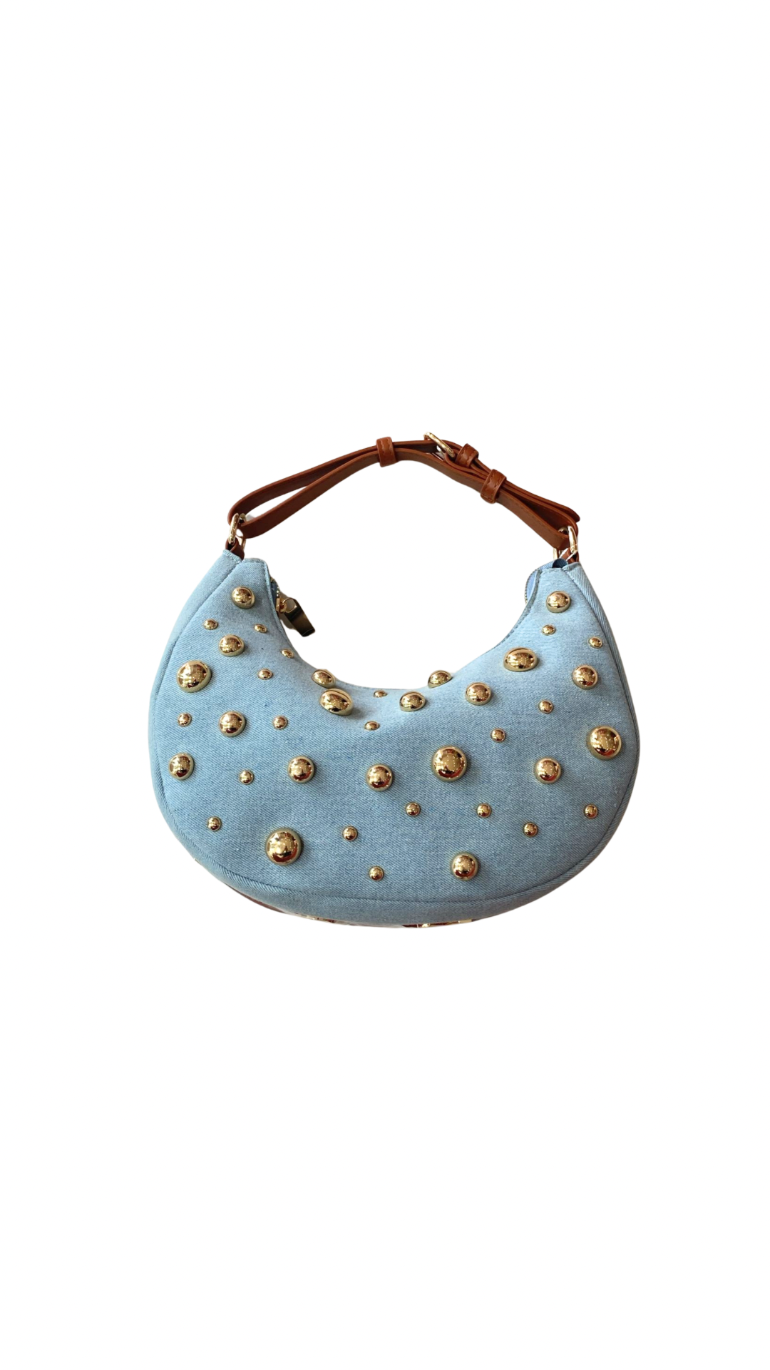 Bolsa denim media con estoperoles