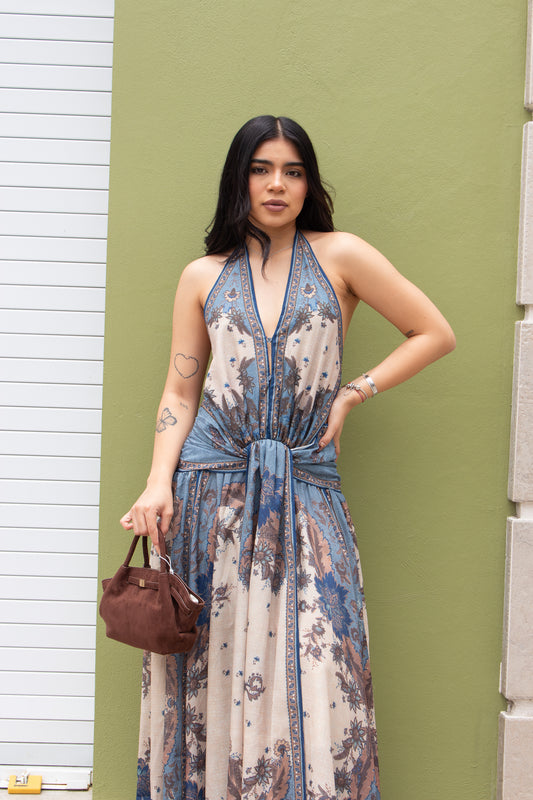 VESTIDO FLORAL TONOS TIERRA