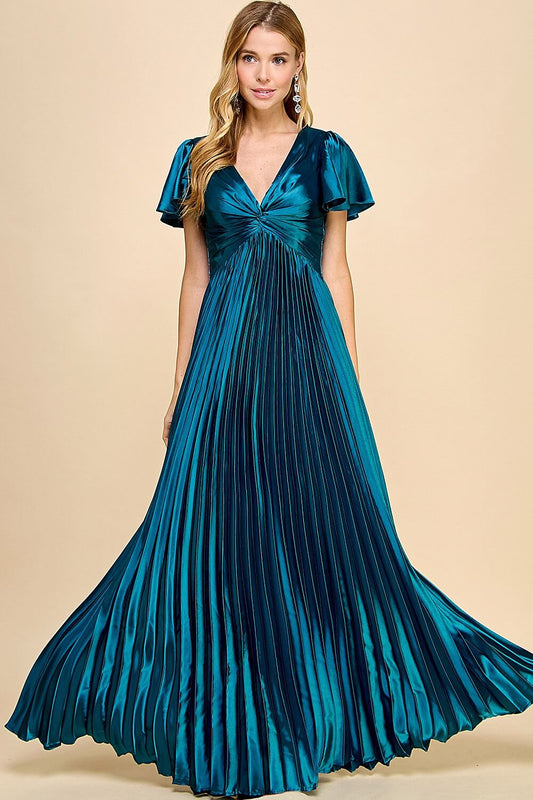 VESTIDO PLISADO TEAL