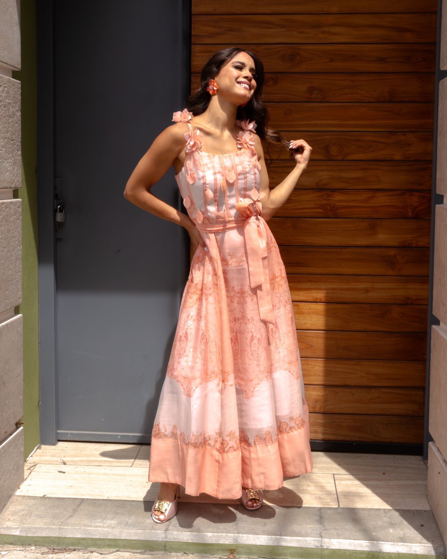 VESTIDO MIDI DURAZNO