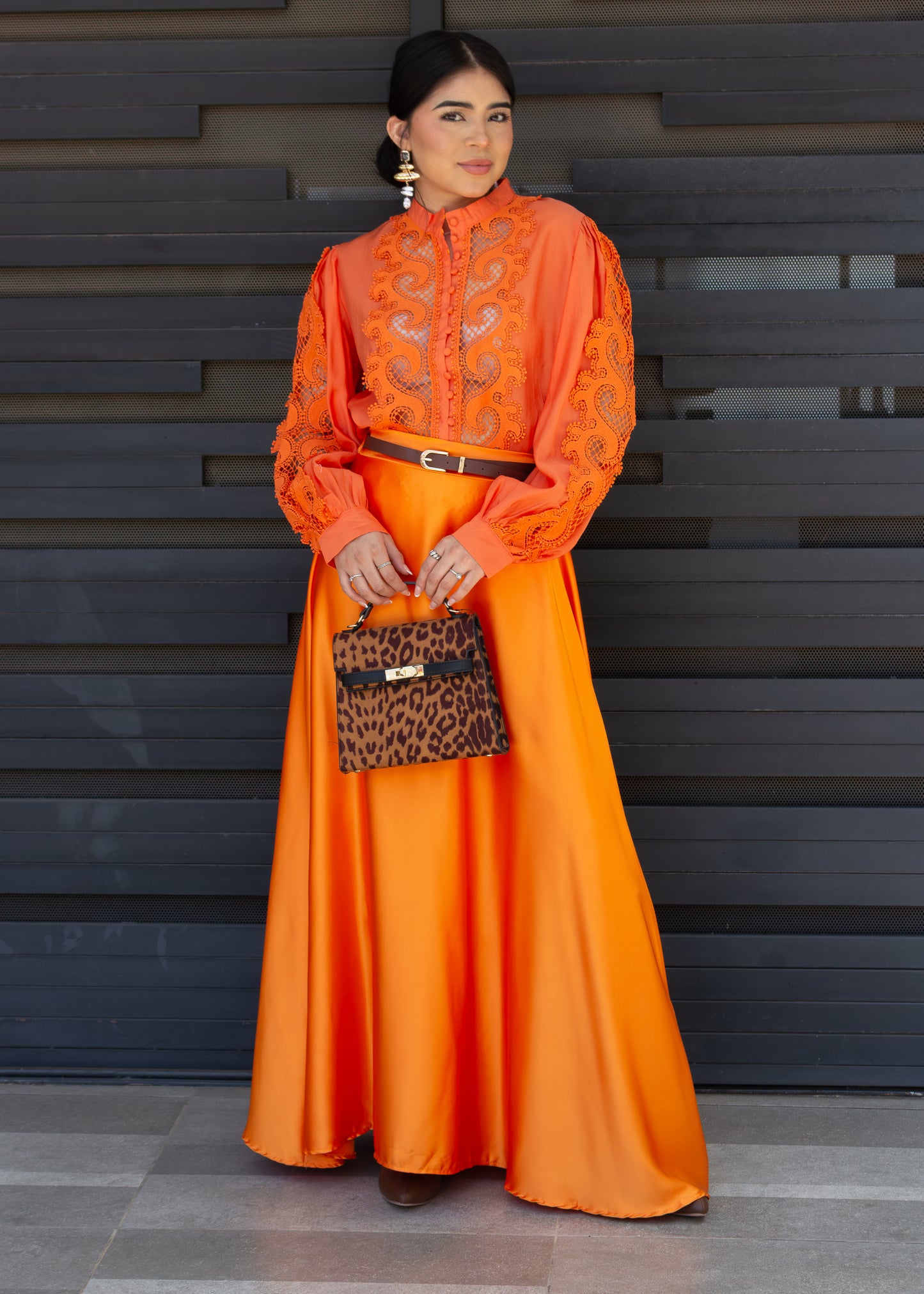 FALDA SATIN NARANJA