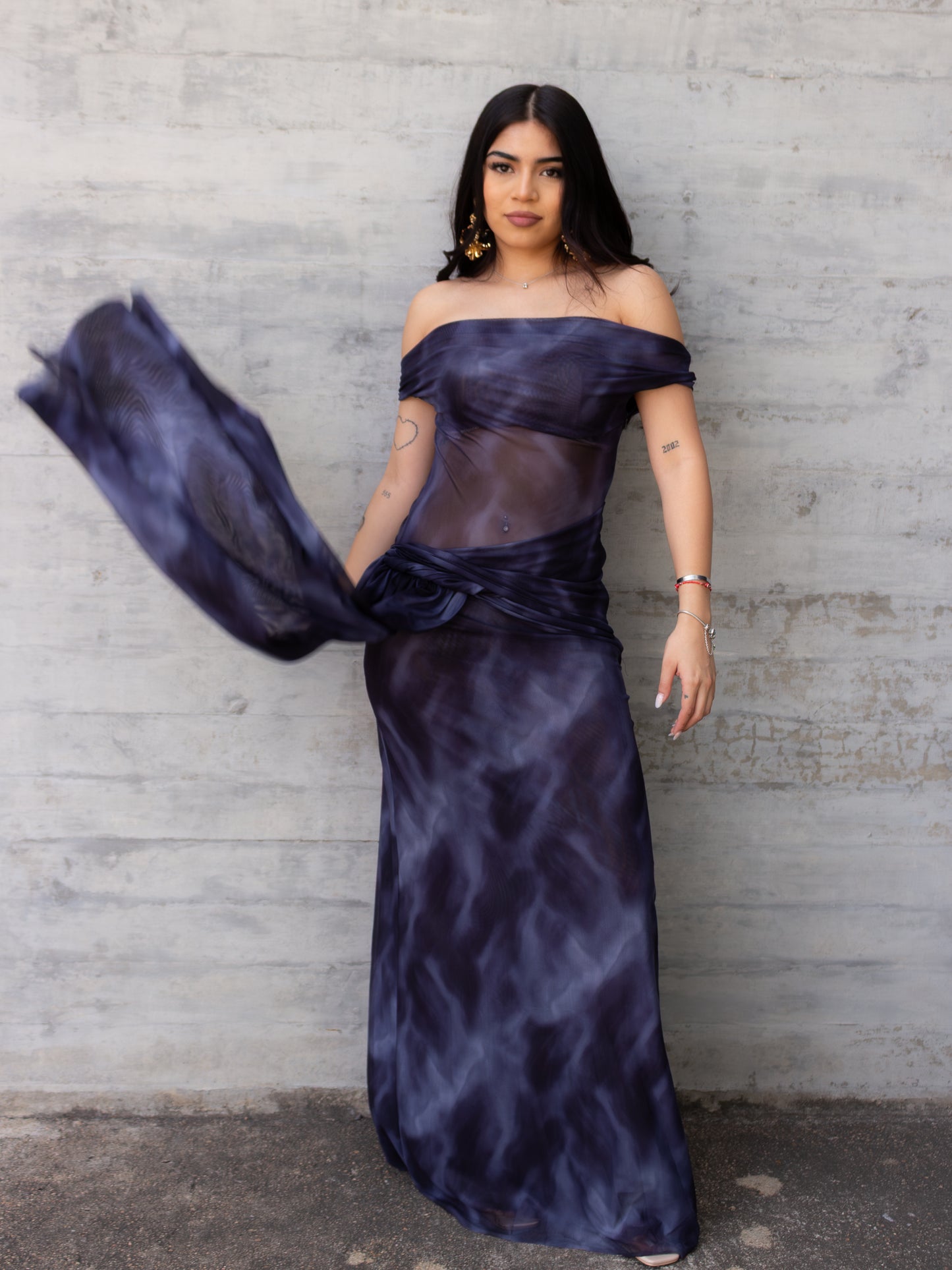 VESTIDO AZUL MARINO MESH