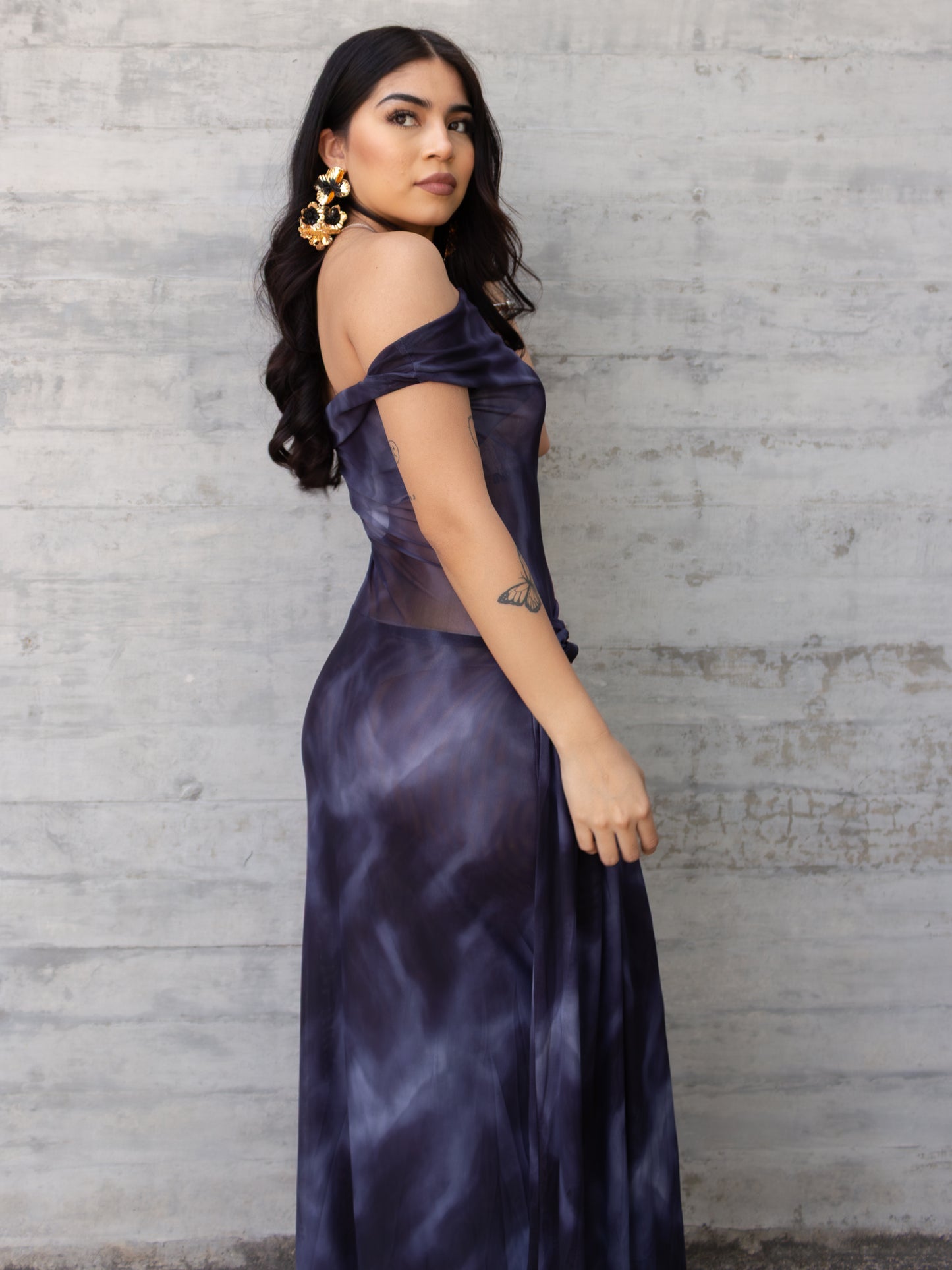 VESTIDO AZUL MARINO MESH