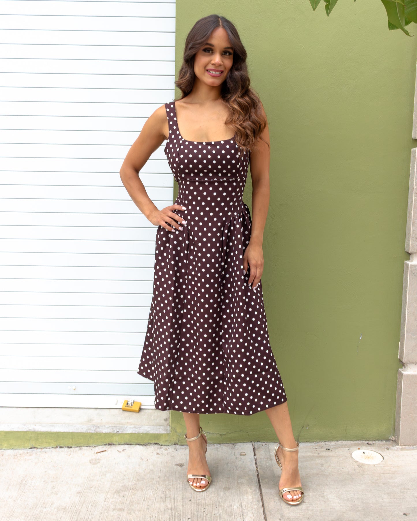 VESTIDO POLKA DOT CAFÉ