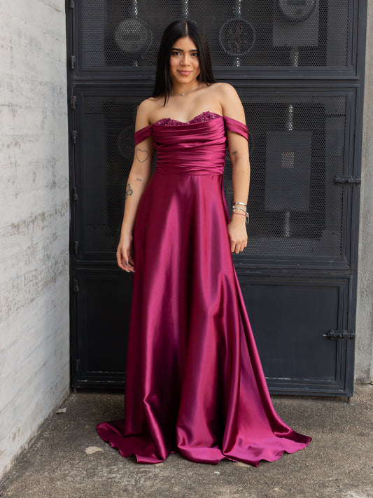 VESTIDO BURGUNDY SATIN