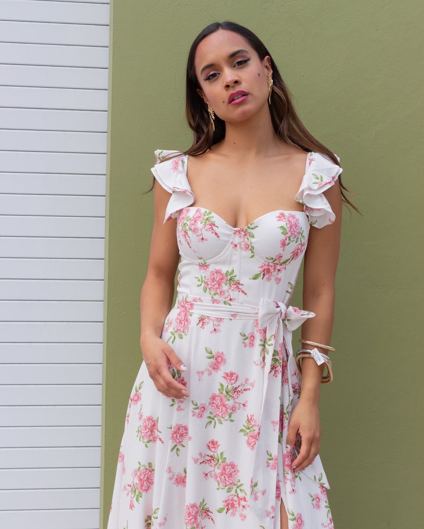 VESTIDO BLANCO FLORES ROSAS