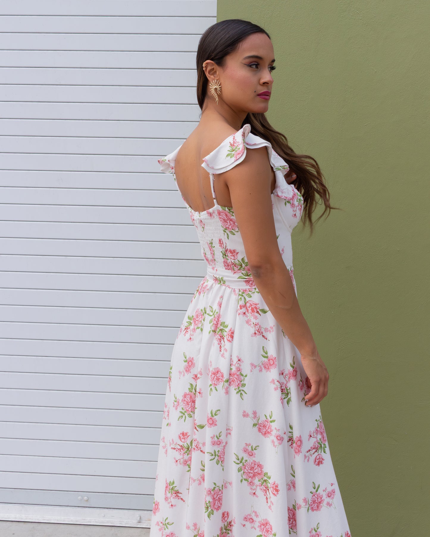 VESTIDO BLANCO FLORES ROSAS