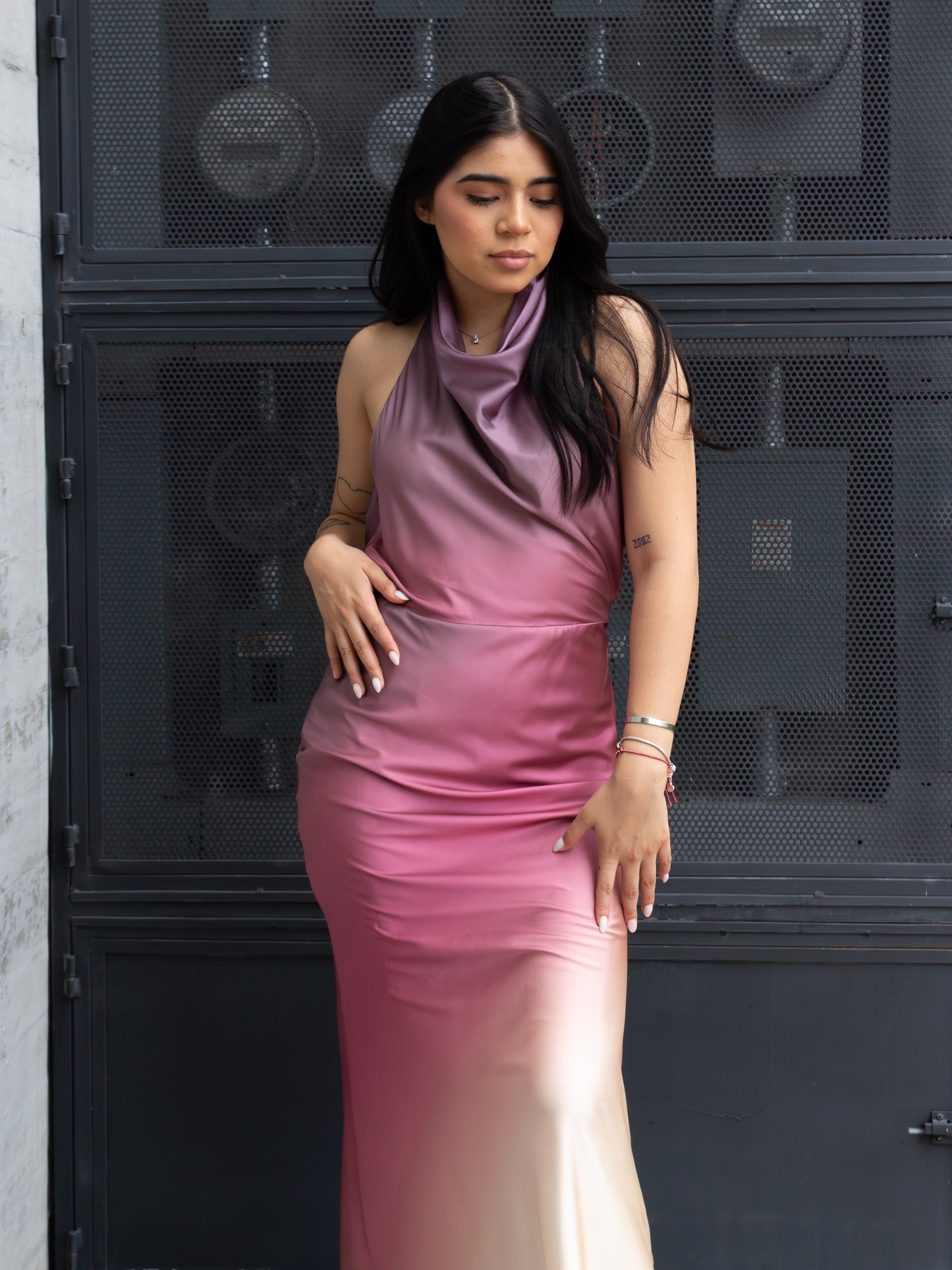 VESTIDO HALTER SATIN MULTICOLOR