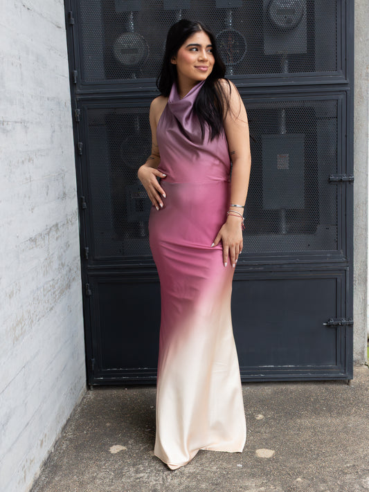 VESTIDO HALTER SATIN MULTICOLOR