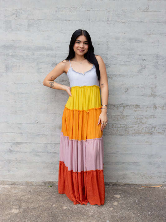 VESTIDO DE CINCO COLORES LARGO