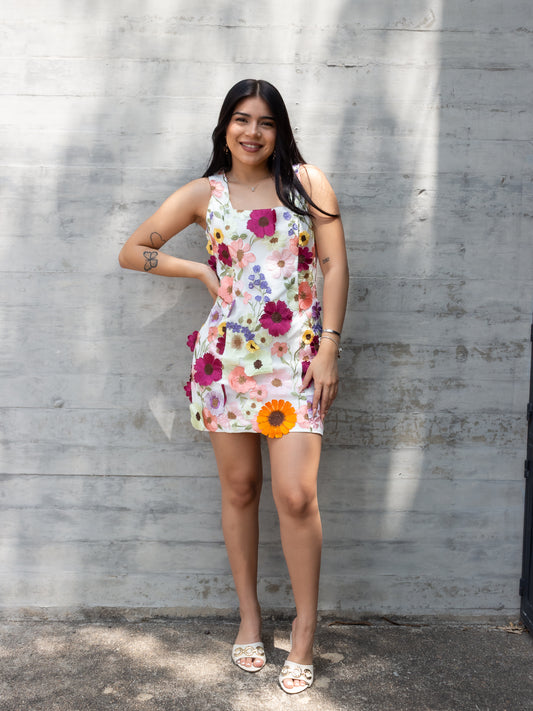 VESTIDO FLOREADO 3D CORTO