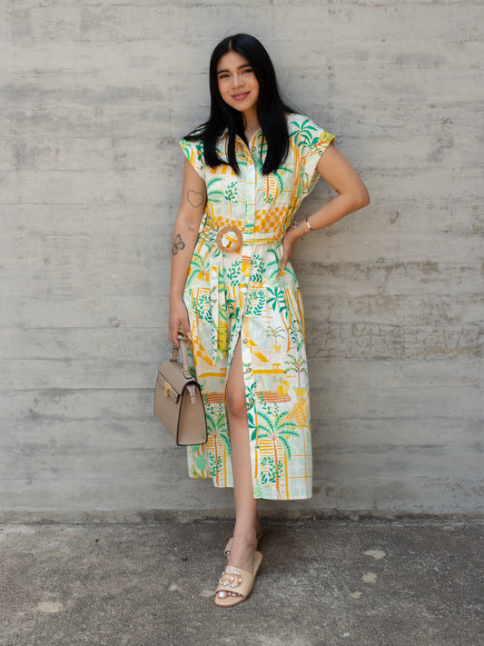 VESTIDO CAMISERO MIDI AMARILLO