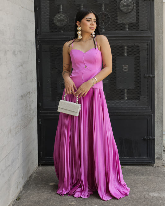 VESTIDO PLISADO LILA