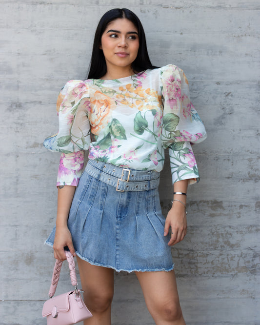 BLUSA GLOBEADA FLORES