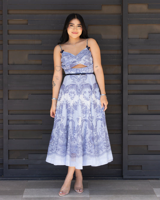VESTIDOO AZUL MIDI PAISLEY