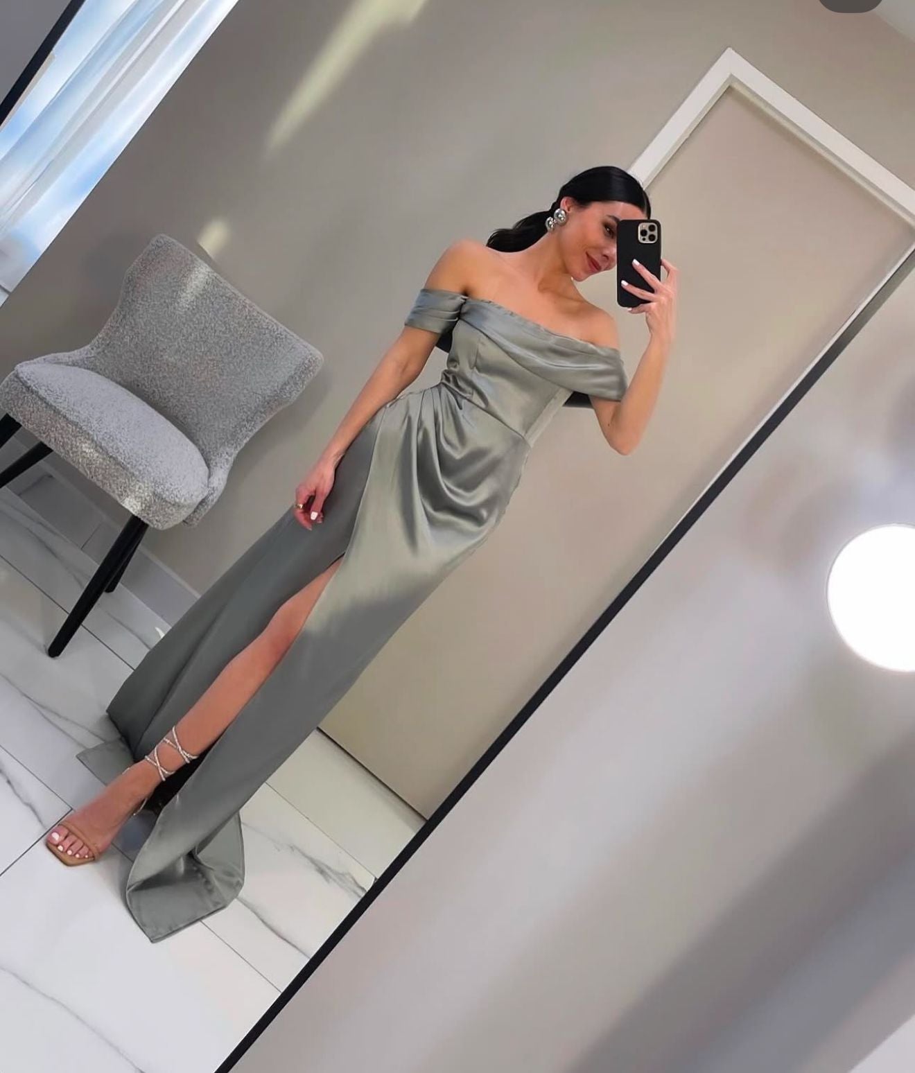 VESTIDO SAGE HOMBROS CAIDOS