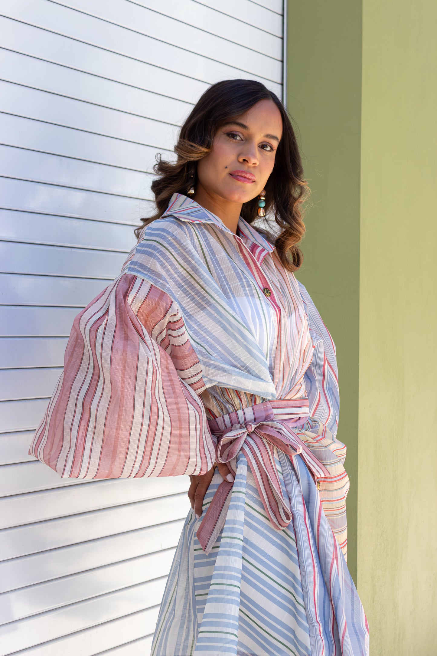 VESTIDO DE RAYAS MANGAS GLOBO
